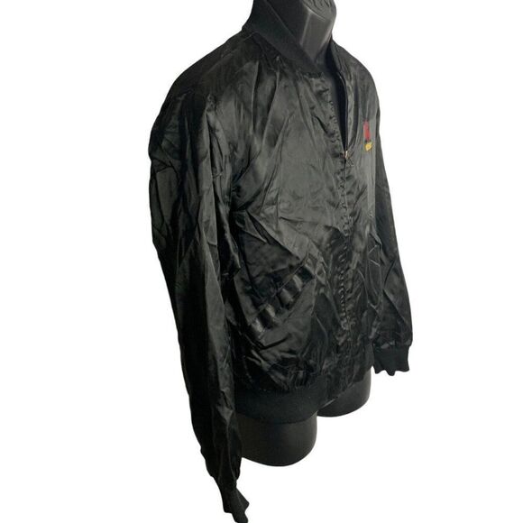 Vintage 80s Michelob Beer Satin Bomber Jacket M Black Full Zipper Pockets - Picture 6 of 6